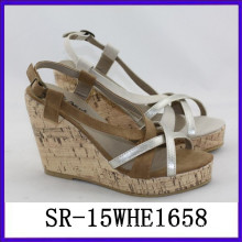 Fashion strappy ladies summer wedge ladies wedge designs low price ladies wedge